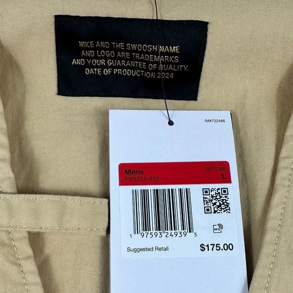 Nike Life Utility Vest Mens Large Sesame Beige Fishing Cargo FN3214-252 NEW - Picture 3 of 5